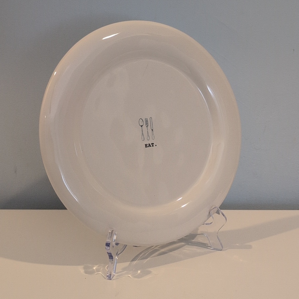 Rae Dunn "EAT" Icon Ceramic Off White Dinner Plate 2018 Collection - Picture 4 of 12
